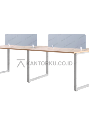 FLUIX WS 4P F meja kerja empat orang rangka besi persegi yang kuat – KANTORKU.CO.ID