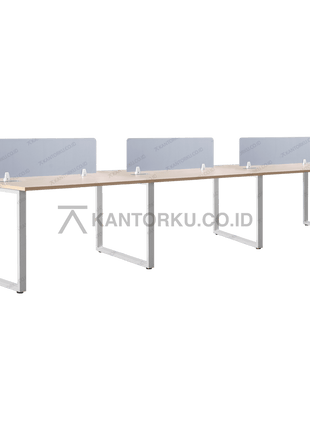 Set meja kantor FLUIX WS 6P F dua sisi rangka kaki besi kokoh elegan – KANTORKU.CO.ID