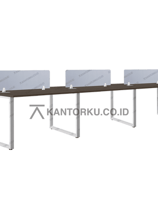 Meja kerja FLUIX WS 6P F minimalis modern untuk 6 orang dengan partisi tengah – KANTORKU