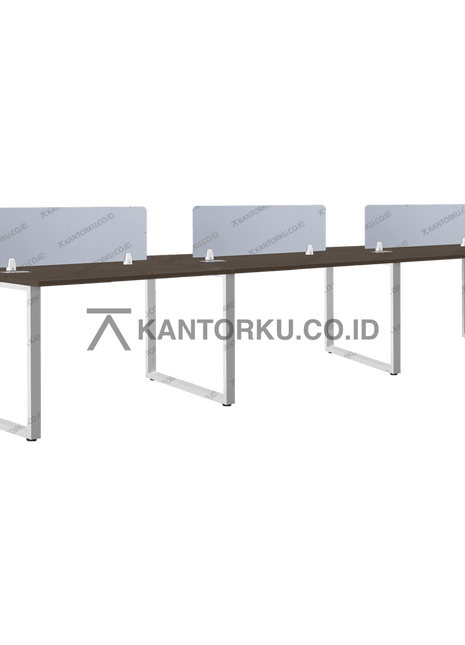 Meja kerja FLUIX WS 6P F minimalis modern untuk 6 orang dengan partisi tengah – KANTORKU