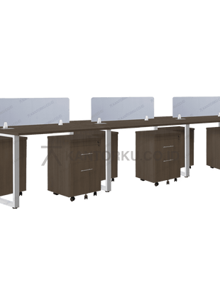 Meja kerja Fluix WS 6P F minimalis modern untuk enam orang — kantorku.co.id