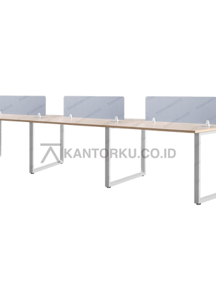 FLUIX WS 6P F meja kerja enam orang rangka besi persegi yang kuat – KANTORKU.CO.ID