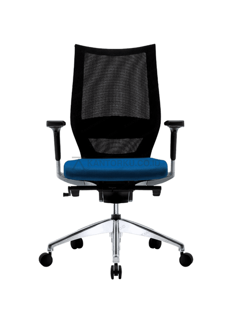 Kursi kerja Fortis FIRM dengan sandaran ergonomis dan dukungan lumbar. Tersedia di Kantorku