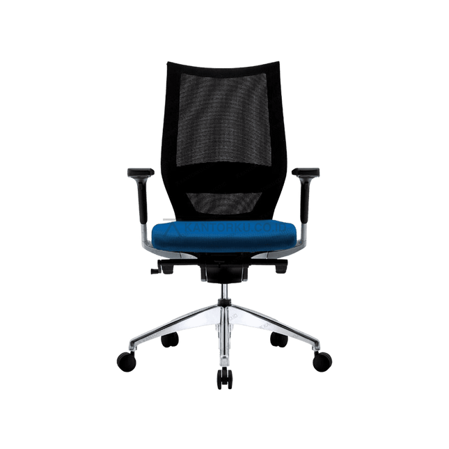 Kursi kerja Fortis FIRM dengan sandaran ergonomis dan dukungan lumbar. Tersedia di Kantorku