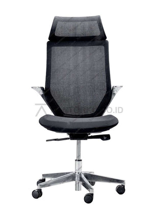 Kursi kerja Ergotec GL 920 TR ergonomis dengan sistem hidrolik presisi dan lengan stainless steel Kantorku.co.id