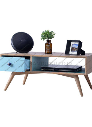 Meja tamu dan meja TV kayu jati solid desain modern natural – kantorku.co.id