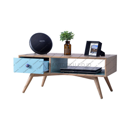 Meja tamu dan meja TV kayu jati solid desain modern natural – kantorku.co.id