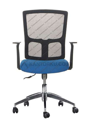Kursi kantor minimalis sandaran jaring dengan kaki aluminium dan roda desain modern Minimalis - KANTORKU