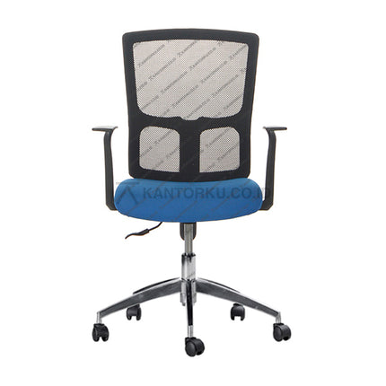 Kursi kantor minimalis sandaran jaring dengan kaki aluminium dan roda desain modern Minimalis - KANTORKU