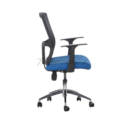 Kursi kantor minimalis sandaran jaring dengan kaki aluminium dan roda desain modern Minimalis - KANTORKU