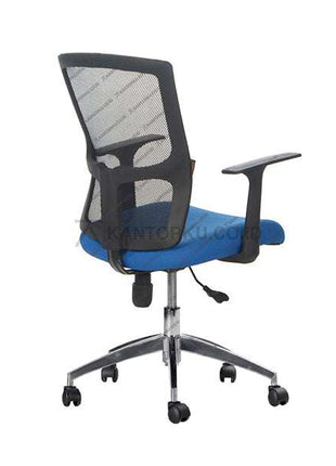 Kursi kantor minimalis sandaran jaring dengan kaki aluminium dan roda desain modern Minimalis - KANTORKU