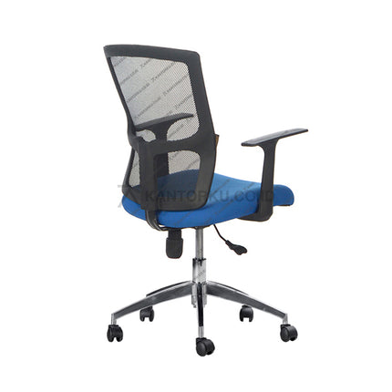 Kursi kantor minimalis sandaran jaring dengan kaki aluminium dan roda desain modern Minimalis - KANTORKU