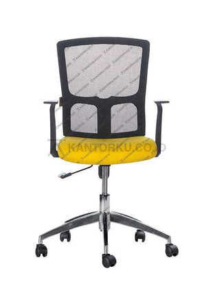 Kursi kantor minimalis sandaran jaring dengan kaki aluminium dan roda desain modern Minimalis - KANTORKU