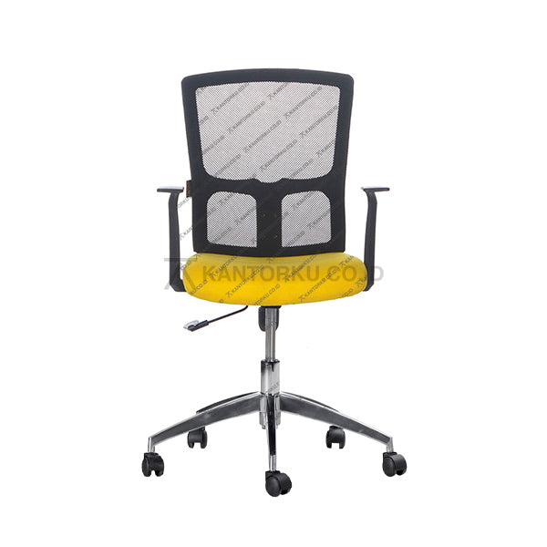 Kursi kantor minimalis sandaran jaring dengan kaki aluminium dan roda desain modern Minimalis - KANTORKU