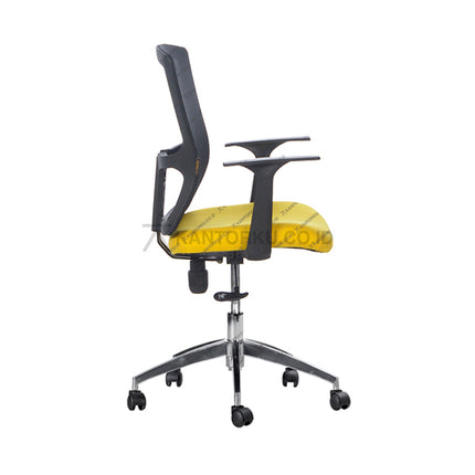 Kursi kantor minimalis sandaran jaring dengan kaki aluminium dan roda desain modern Minimalis - KANTORKU