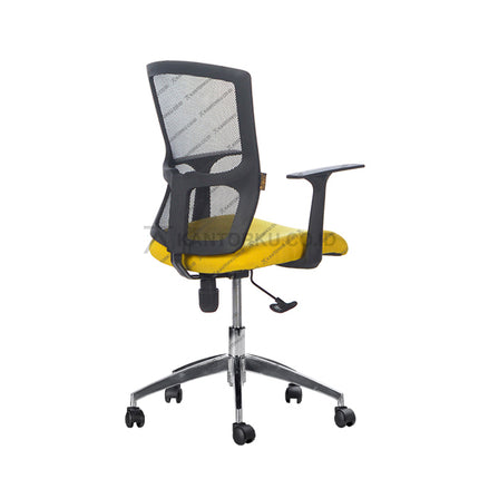 Kursi kantor minimalis sandaran jaring dengan kaki aluminium dan roda desain modern Minimalis - KANTORKU