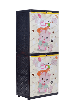 Lemari plastik Sinbak 4 susun motif Hamster dengan sistem central lock - Tersedia di Kantorku