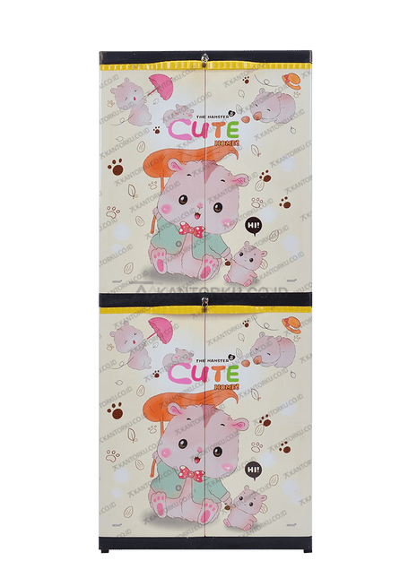 Sinbak Lemari Plastik Rak 4 Susun Motif Hamster desain 2in1 modern dan praktis - Tersedia di Kantorku.co.id