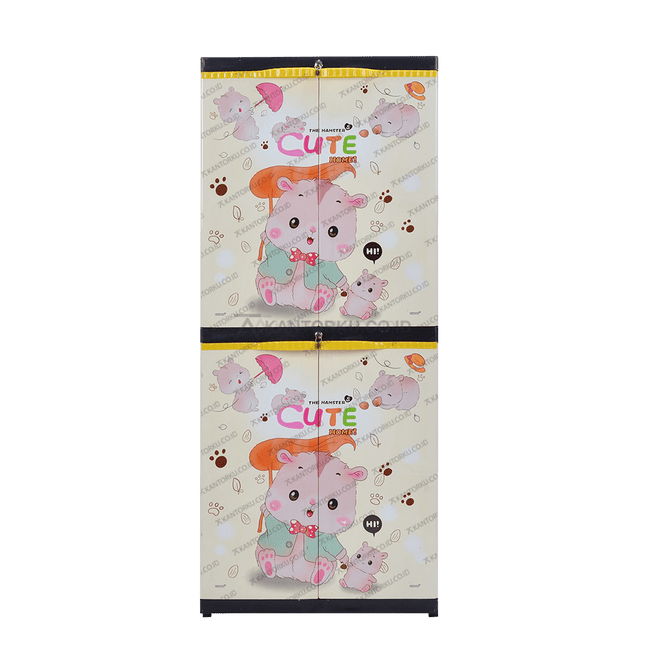 Sinbak Lemari Plastik Rak 4 Susun Motif Hamster desain 2in1 modern dan praktis - Tersedia di Kantorku.co.id
