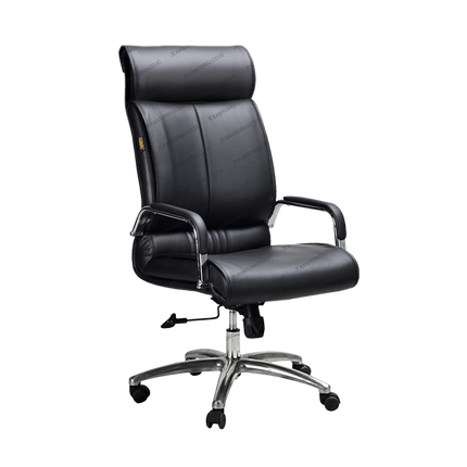 Kursi direktur Subaru Hugo LA Leather dengan kulit asli dan kaki aluminium premium.