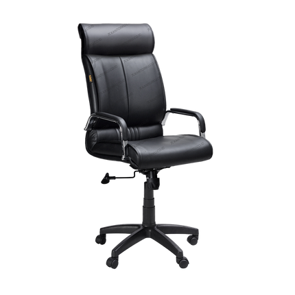 Kursi direktur Subaru Hugo L Leather dengan kulit asli dan kaki nylon premium.