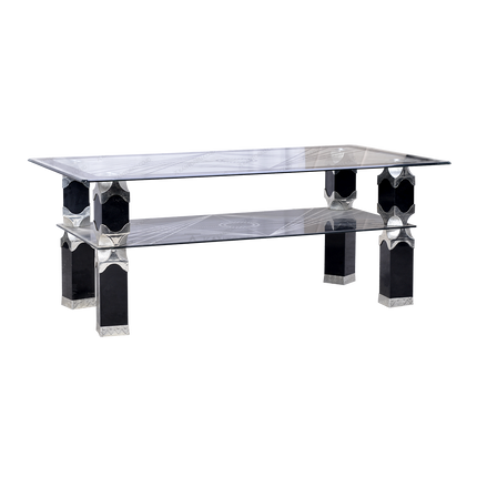 Meja Tamu Hwang MT 1158 Rangka logam chrome hitam silver