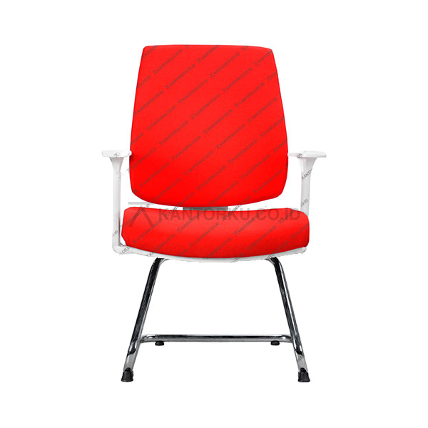 Red office chair with a white frame on a white background Kursi kerja ergonomis dengan desain modern Minimalis - KANTORKU