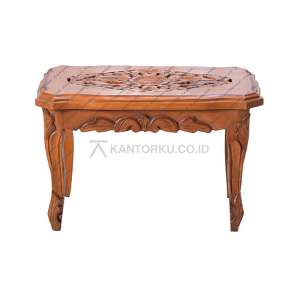 Meja sudut minimalis berbahan kayu jati premium dengan tampilan natural klasik – kantorku.co.id