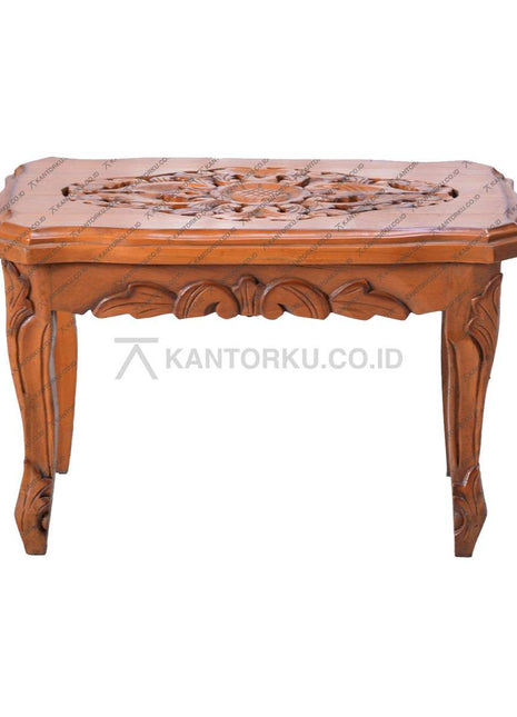 Meja sudut minimalis berbahan kayu jati premium dengan tampilan natural klasik – kantorku.co.id