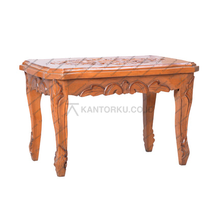 Meja kayu jati natural bergaya minimalis modern untuk ruang tamu atau ruang keluarga – kantorkudotcodotid