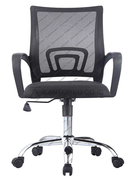 Kursi Kantor Lunar KJM03 dengan kaki chrome mengkilap dan desain elegan – KANTORKU