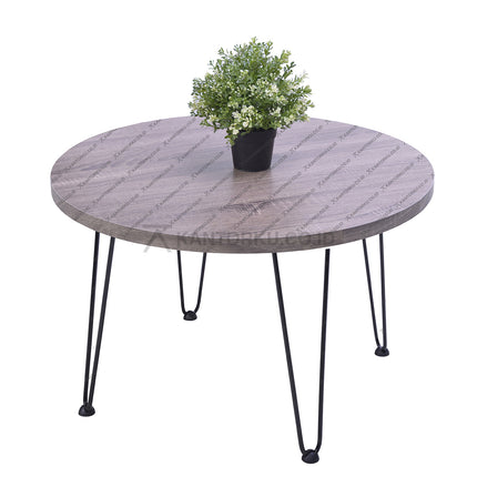 Meja KYRA ORBIS minimalis dengan kaki besi kokoh – Kantorku