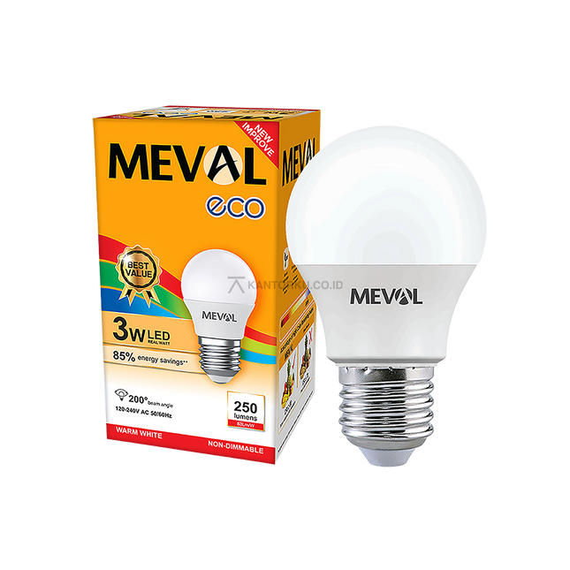 Lampu LED Bulb MEVAL Eco 3W Teknologi LED Efisien
