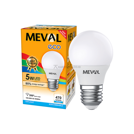 Lampu LED MEVAL Eco 5W dengan Sudut Pencahayaan 200 Derajat