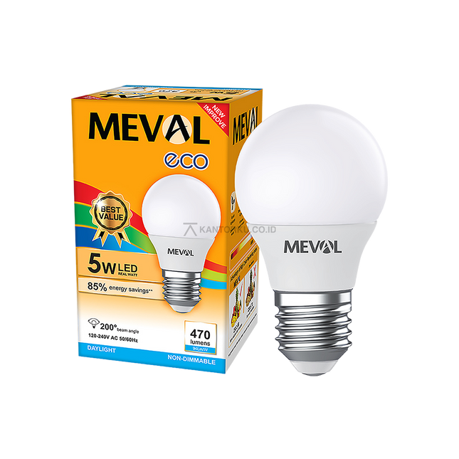 Lampu LED MEVAL Eco 5W dengan Sudut Pencahayaan 200 Derajat