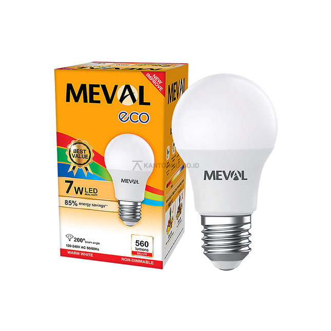 Lampu LED Bulb MEVAL Eco 7W Warm White untuk Rumah