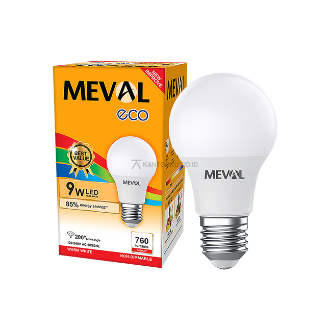 Lampu LED Bulb MEVAL Eco 9W Hemat Energi hingga 85 Persen