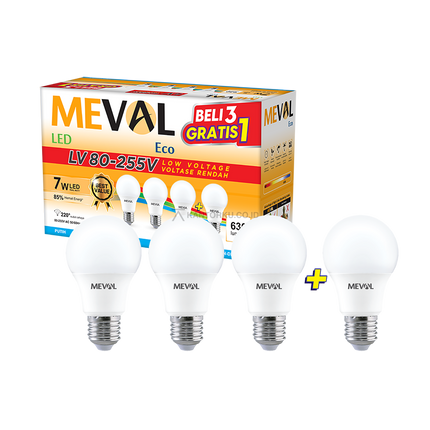 Lampu LED Bulb MEVAL Eco LV 7W Tanpa Flicker untuk Rumah