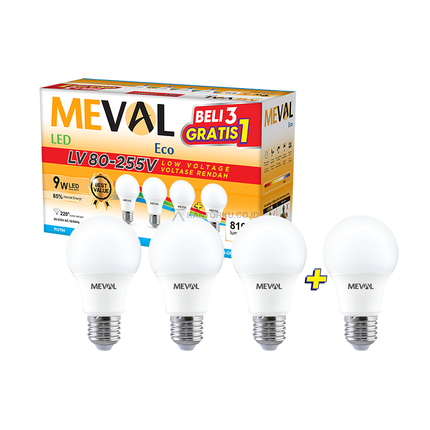 Lampu LED MEVAL Eco LV 9W Stabil pada Tegangan 80–255V