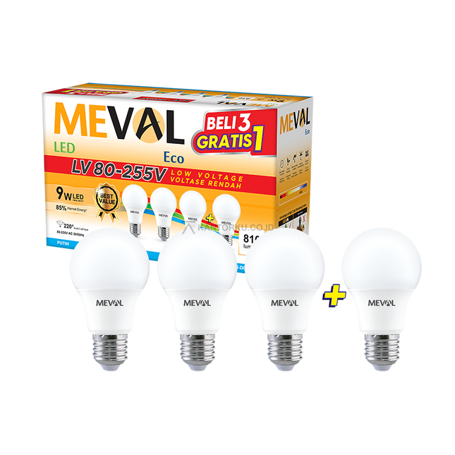 Lampu LED MEVAL Eco LV 9W Stabil pada Tegangan 80–255V