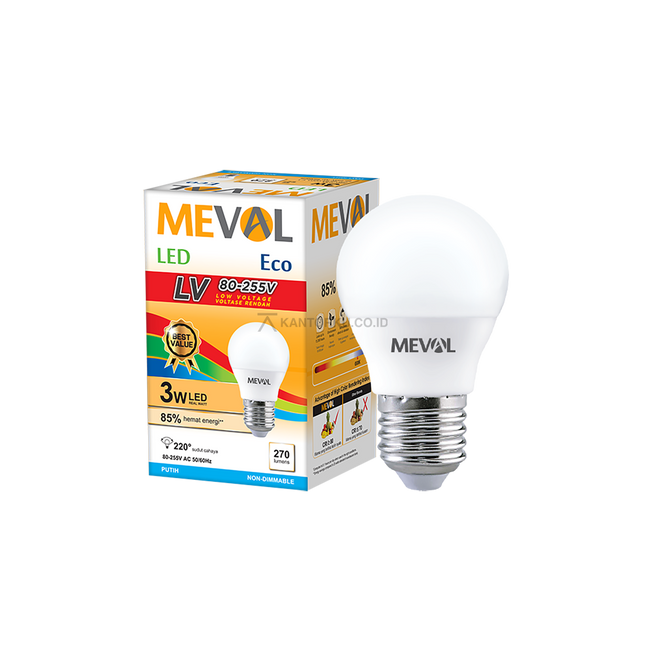 Lampu LED MEVAL Eco LV 3W Low Voltage 80–255V Stabil