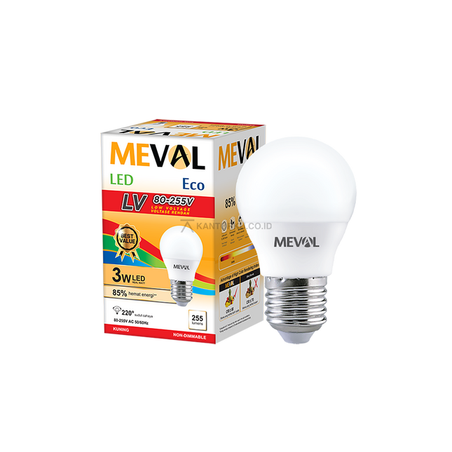 Lampu LED Bulb MEVAL Eco LV 3W Sudut Pencahayaan 220 Derajat