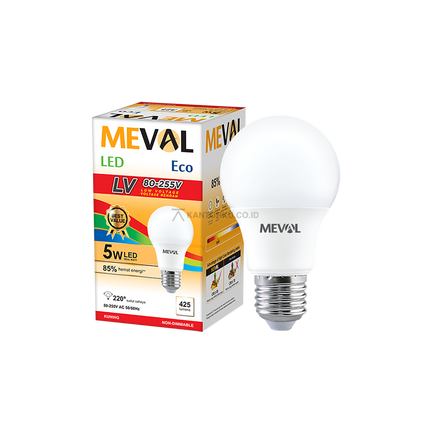 Lampu LED Bulb MEVAL Eco LV 5W 425 Lumens Cahaya Terang