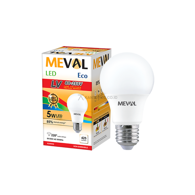 Lampu LED Bulb MEVAL Eco LV 5W 425 Lumens Cahaya Terang