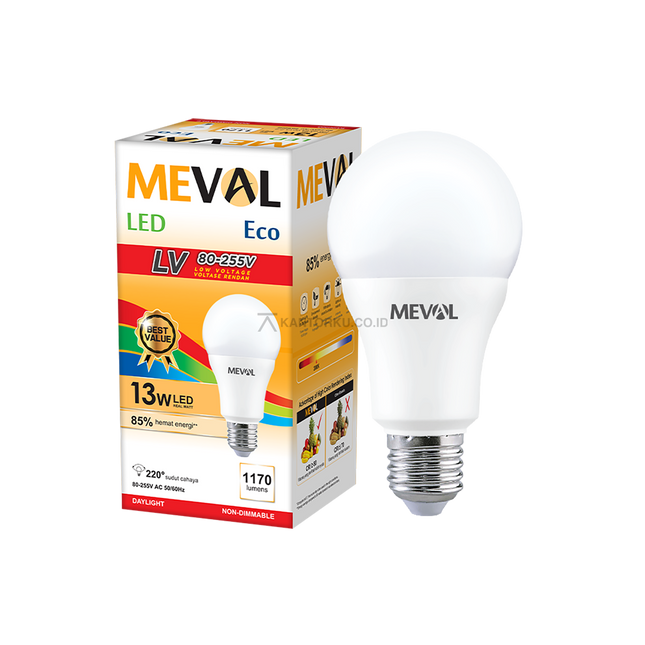 Lampu LED Bulb MEVAL Eco LV 13W Low Voltage 80–255V