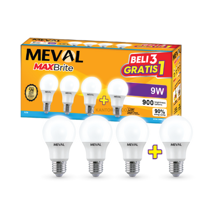 Lampu LED MEVAL MaxBrite 9W Cahaya Putih Terang dan Merata