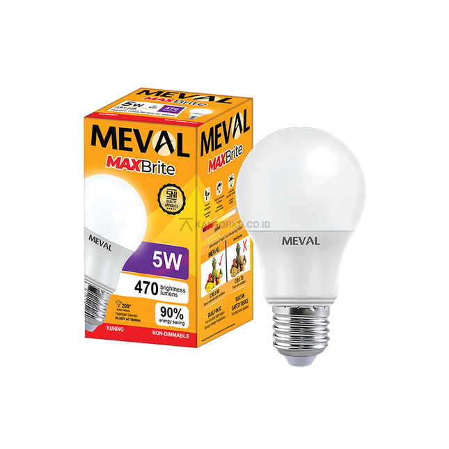 Lampu LED MEVAL MaxBrite 5W Warm White Hemat Energi