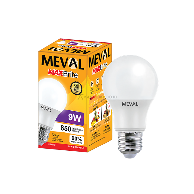 Lampu LED MEVAL MaxBrite 9W Hemat Listrik hingga 90%