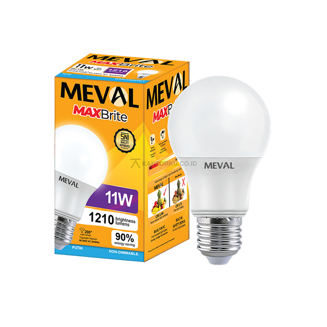 Lampu LED MEVAL MaxBrite 11W Sudut Cahaya Luas dan Merata