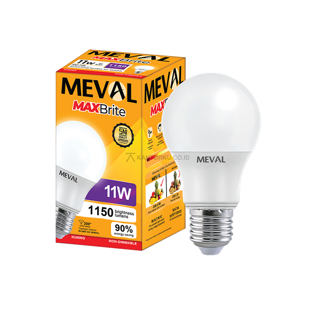 Lampu LED MEVAL MaxBrite 11W Sudut Cahaya Luas dan Merata